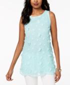 Charter Club Crew-neck Floral-applique Shell, Created For Macy's