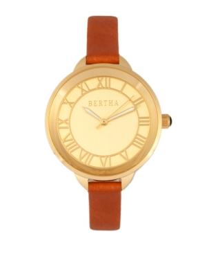 Bertha Quartz Madison Collection Camel And Gold Leather Watch 36mm