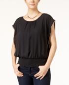 Bcx Juniors' Chain-trim Smocked-hem Top