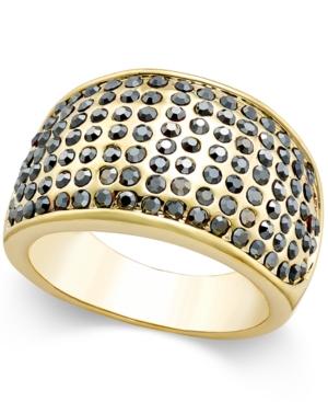 Inc International Concepts Gold-tone Multi-crystal Pave Wide-style Ring, Only At Macy's