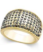 Inc International Concepts Gold-tone Multi-crystal Pave Wide-style Ring, Only At Macy's