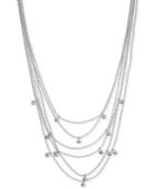 Kenneth Cole New York Silver-tone Multi-chain Beaded Crystal Layer Necklace