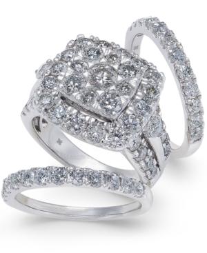 Diamond Cluster 3-pc. Bridal Set (4 Ct. T.w.) In 14k White Gold