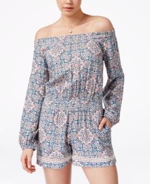 Jessica Simpson Juniors' Whim Printed Off-the-shoulder Romper