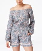 Jessica Simpson Juniors' Whim Printed Off-the-shoulder Romper