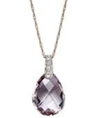 14k Rose Gold Necklace, Pink Amethyst And Diamond Accent Pear Brio Pendant (4-1/2 Ct. T.w.)