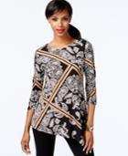 Alfani Asymmetrical-hem Printed Top, Only At Macy's