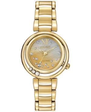 Citizen Women's Eco-drive L Series Sunrise Diamond Accent Gold-tone Stainless Steel Bracelet Watch 29mm Em0322-53y