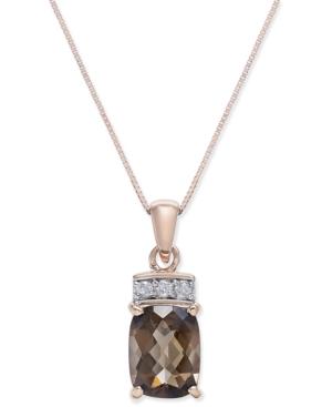 Smoky Quartz (1-9/10 Ct. T.w.) & Diamond Accent Pendant Necklace In 14k Rose Gold