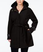 Via Spiga Plus Size Faux-leather-trim Hooded Coat