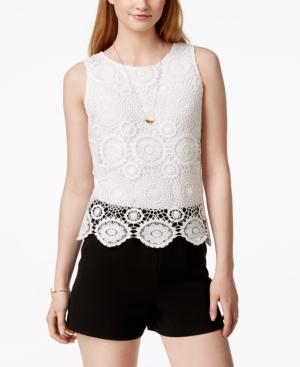 Bcx Juniors' Crochet-front Colorblock Romper