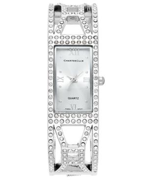 Charter Club Women's Silver-tone Crystal Bangle Bracelet Watch 19mm 17192, Only At Macy's