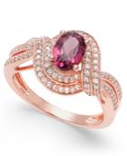 Rhodolite Garnet (1 Ct. T.w.) And Diamond (1/3 Ct. T.w.) Twist Ring In 14k Rose Gold