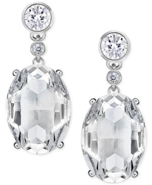 Swarovski Silver-tone Oval Crystal Drop Earrings