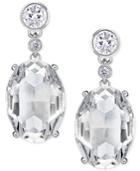 Swarovski Silver-tone Oval Crystal Drop Earrings
