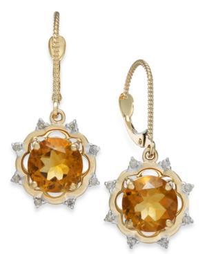 Citrine (3-5/8 Ct. T.w.) And Diamond (1/6 Ct. T.w.) Drop Earrings In 14k Gold