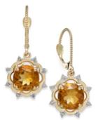 Citrine (3-5/8 Ct. T.w.) And Diamond (1/6 Ct. T.w.) Drop Earrings In 14k Gold