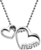 Alex Woo Double Heart Mom Pendant Necklace In Sterling Silver