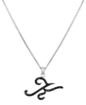 "sterling Silver Necklace, Black Diamond ""k"" Initial Pendant (1/4 Ct. T.w.)"