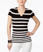 Inc International Concepts Striped V-neck Top, Only At Macy's