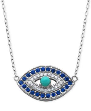 Giani Bernini Cubic Zirconia & Manufactured Turquoise Evil-eye Pendant Necklace, Created For Macy's