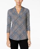 Charter Club Plaid V-neck Top, Only At Macy's