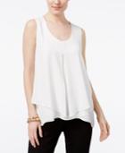 Ny Collection Petite Pleated Layered Top