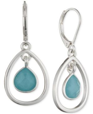 Nine West Silver-tone Blue Stone Orbital Drop Earrings