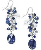 Inc International Concepts Silver-tone Blue Stone Cluster Drop Earrings, Only At Macy's