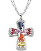 Giani Bernini Multi-color Cubic Zirconia Cross Pendant Necklace In Sterling Silver, Only At Macy's