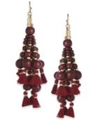 Inc International Concepts Gold-tone Bead And Tassel Drop Earrings, Created For Macy's