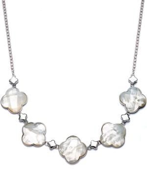 Sterling Silver Necklace, Mother Of Pearl Clover Frontal Necklace