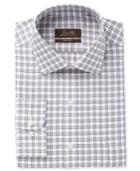 Tasso Elba Men's Classic-fit Non-iron Tan Herringbone Gingham Dress Shirt, Only At Macy's