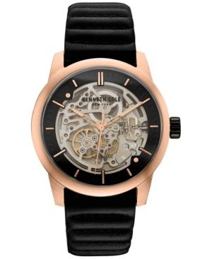 Kenneth Cole New York Men's Automatic Black Leather Strap Watch 40x51mm 10030789