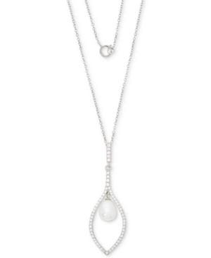 Giani Bernini Imitation Pearl & Cubic Zirconia 18 Pendant Necklace In Sterling Silver, Created For Macy's