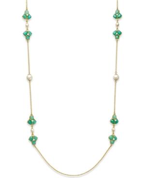 Kate Spade New York Gold-tone Stone Cluster And Imitation Pearl Long Length Necklace
