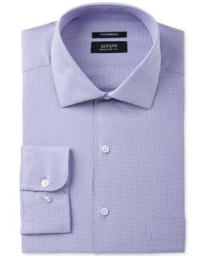 Alfani Men's Classic/regular Fit Performance Stretch Easy-care Lavender Step Twill Dress Shirt, Only At Macy's