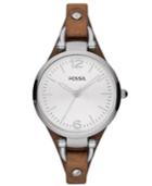 Fossil Women's Georgia Brown Leather Strap Watch 32mm Es3060