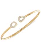 Wrapped Diamond Teardrop Flexy Bangle Bracelet (1/6 Ct. T.w.) In 14k Gold-plated Sterling Silver