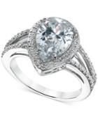 B. Brilliant Cubic Zirconia Statement Ring In Sterling Silver