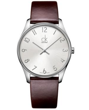 Calvin Klein Watch, Men's Swiss Classic Brown Leather Strap 38mm K4d211g6