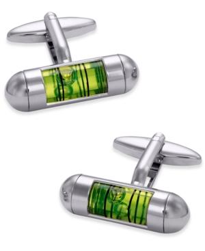 Sutton By Rhona Sutton Men's Stainless Steel Green Level Tube Cuff Links