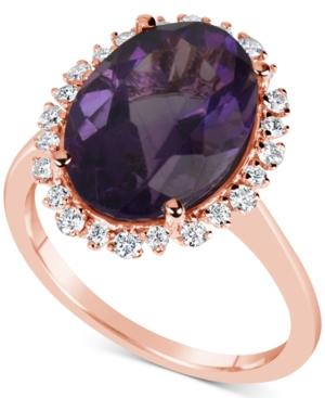 Amethyst (5-1/2 Ct. T.w.) & Diamond (1/4 Ct. T.w.) Ring In 14k Rose Gold
