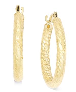 Textured Wide Hoop Earrings In 10k Gold