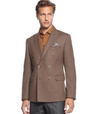 Tallia Orange Jacket, Double Breasted Herringbone Sportcoat- Slim Fit