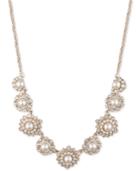Marchesa Gold-tone Cubic Zirconia & Imitation Pearl Collar Necklace, 16 + 3 Extender