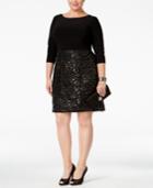 Adrianna Papell Plus Size Sequined A-line Dress