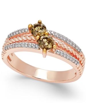 Diamond Statement Ring (1/2 Ct. Tw.) In 14k Rose Gold-plated Sterling Silver