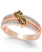 Diamond Statement Ring (1/2 Ct. Tw.) In 14k Rose Gold-plated Sterling Silver