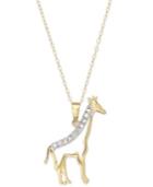 Diamond Giraffe Pendant Necklace In 18k Gold Over Sterling Silver (1/10 Ct. T.w.)
